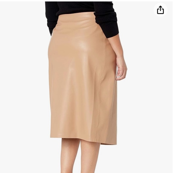 The Drop Vegan Leather Wrap-Front Midi Skirt - Picture 2 of 7